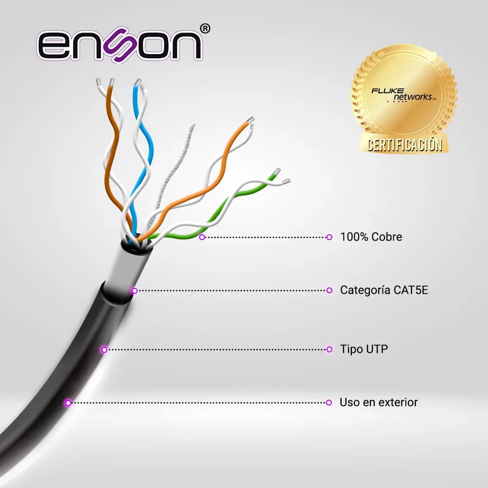 CABLE UTP CAT5E ENSON EPRO-CAT5E-OUGEL FORRO PVC+PE+GEL 4 PARES CALIBR 2