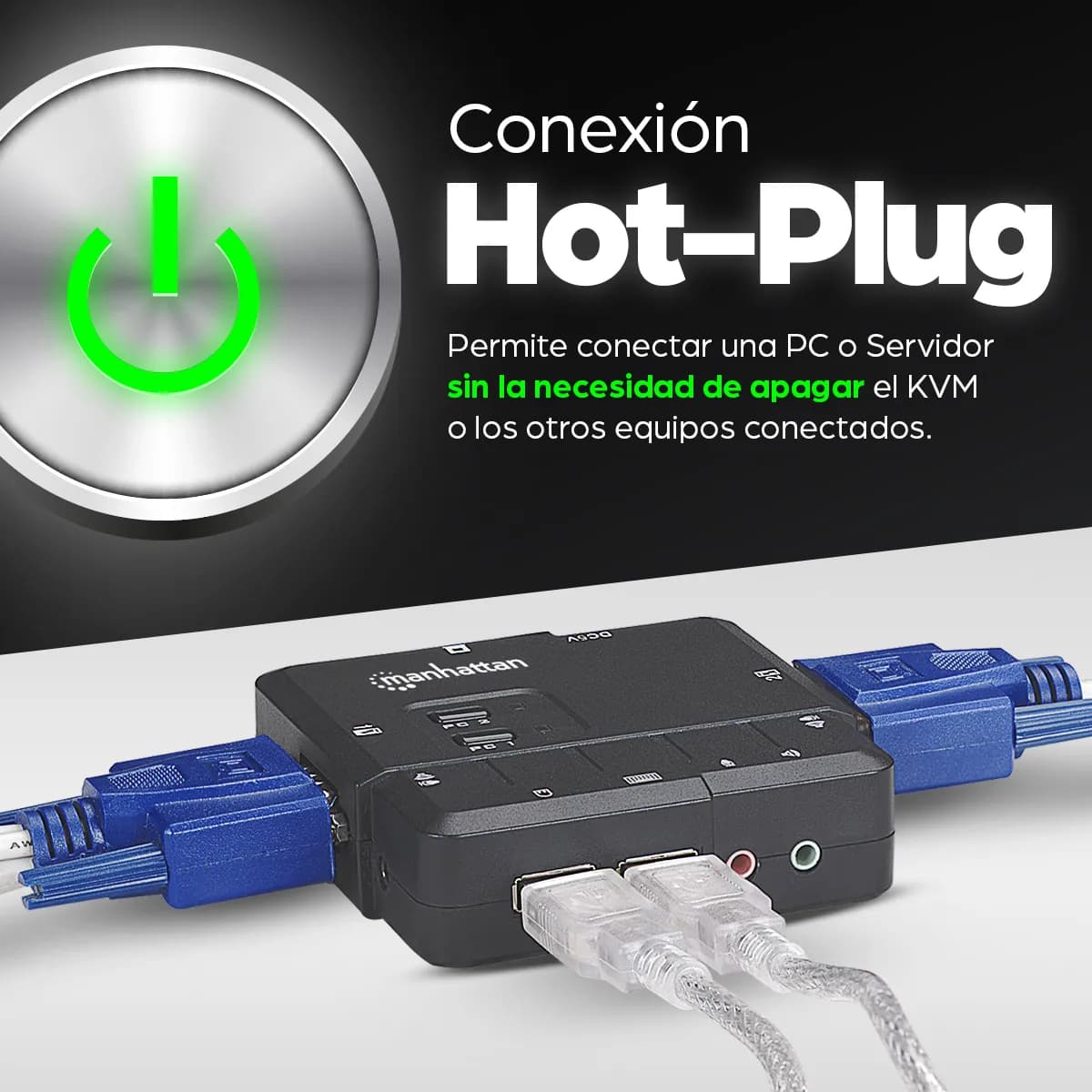 Manhattan Switch KVM Compacto de 2 Puertos 12