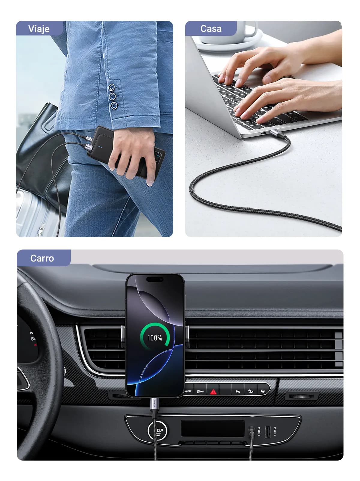 Ugreen 60126 cable USB 1 m USB C USB A 0.48 Gbit/s Negro, Gris 8
