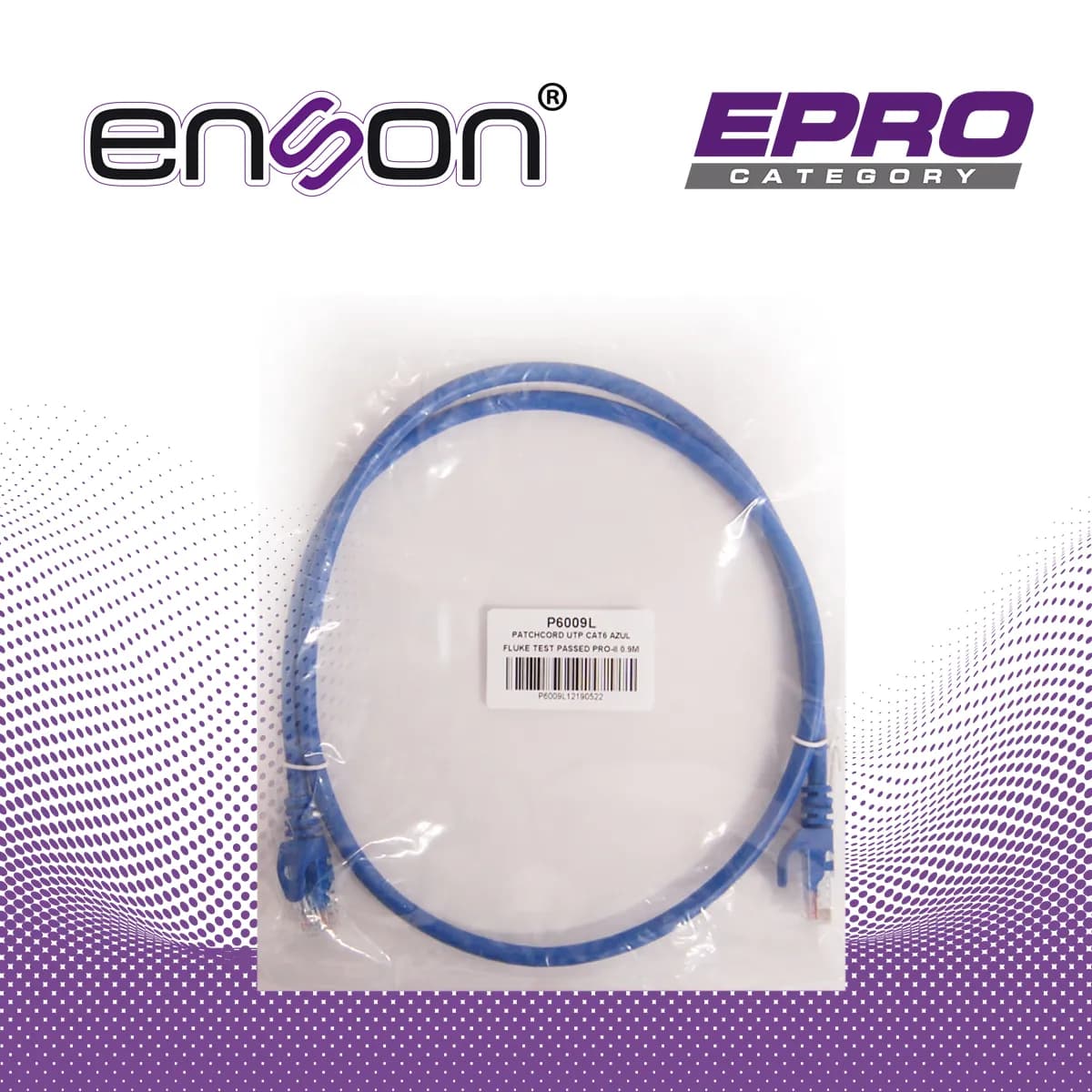 PATCHCORD UTP ENSON P6009L CAT6 90CM AZUL SERIE EPRO 100-II 100 POR CI 6