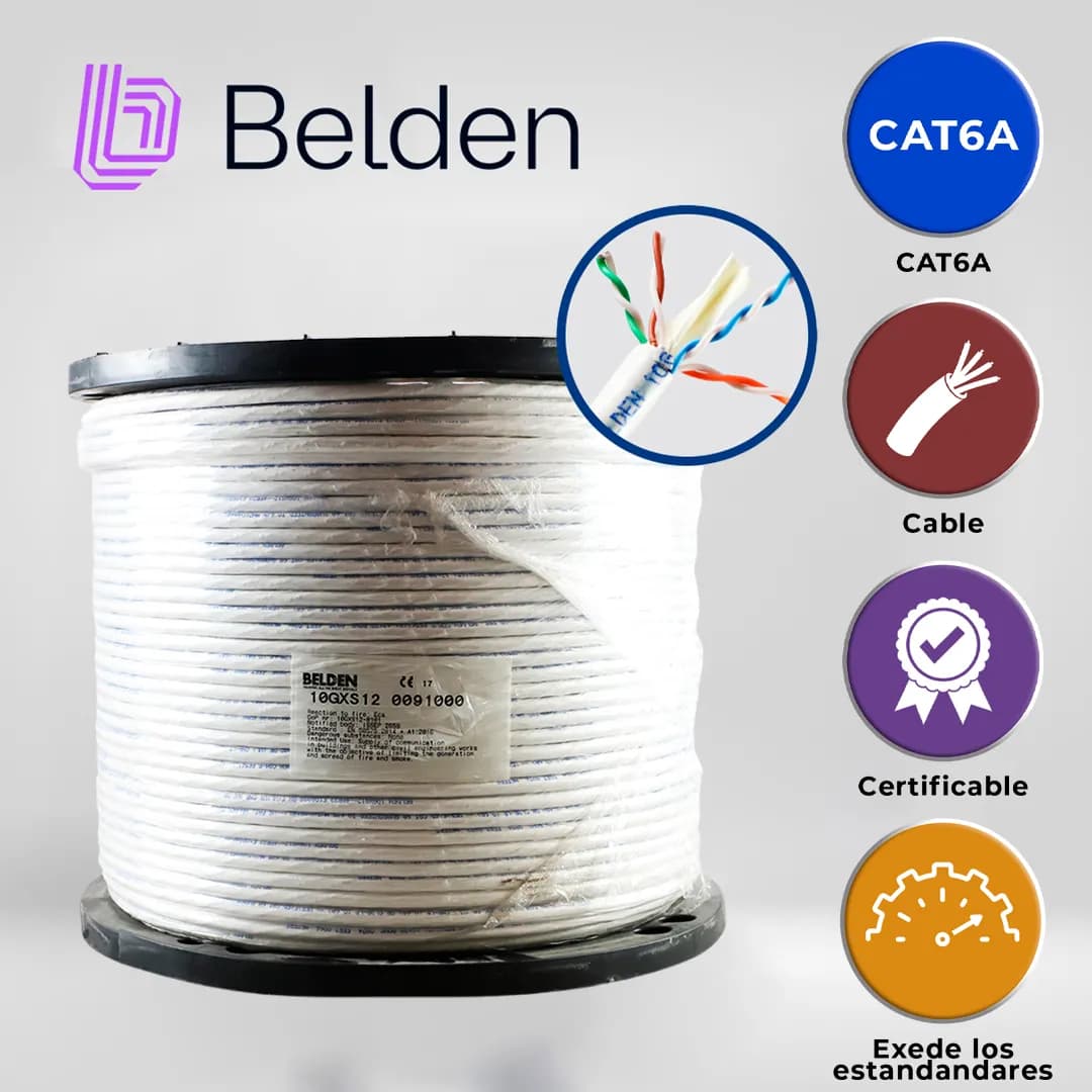 CABLE UTP CAT6A BELDEN 10GXS12 0091000 / INTERIOR / BLANCO / 625MHZ /  4