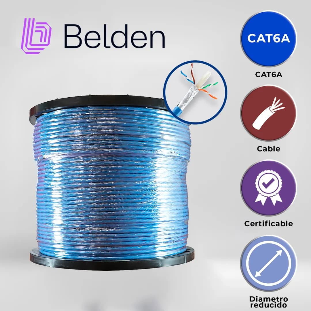 CABLE UTP CAT6A BELDEN 10GXW12 0061000 / INTERIOR / AZUL / 500MHZ / 4  4