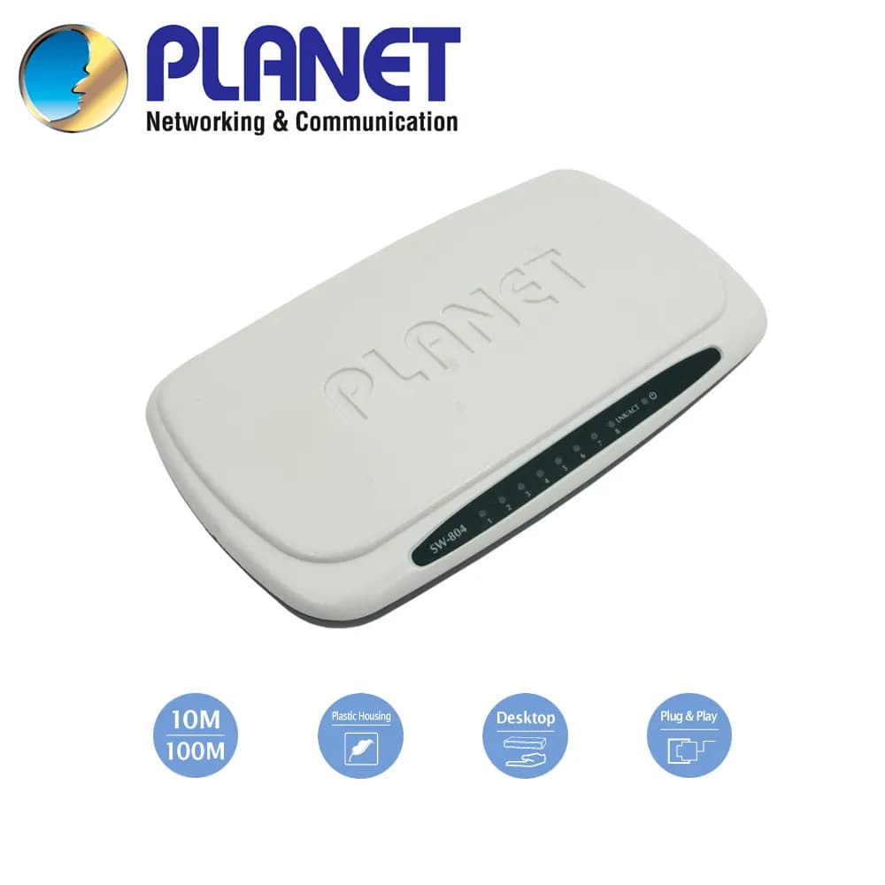 SWITCH NO ADMINISTRABLE DE 8 PUERTOS / PLANET SW-804 / 8 PUERTOS RJ45  3