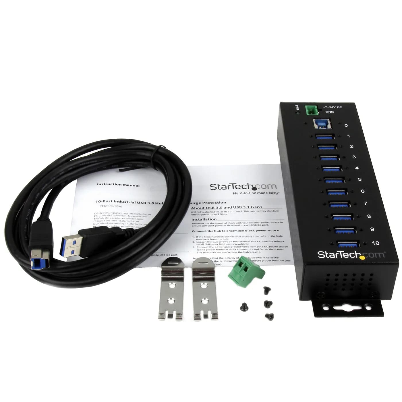 StarTech.com Hub Industrial de 10 Puertos USB 3.0 - 5Gbps - Hub Concen 5