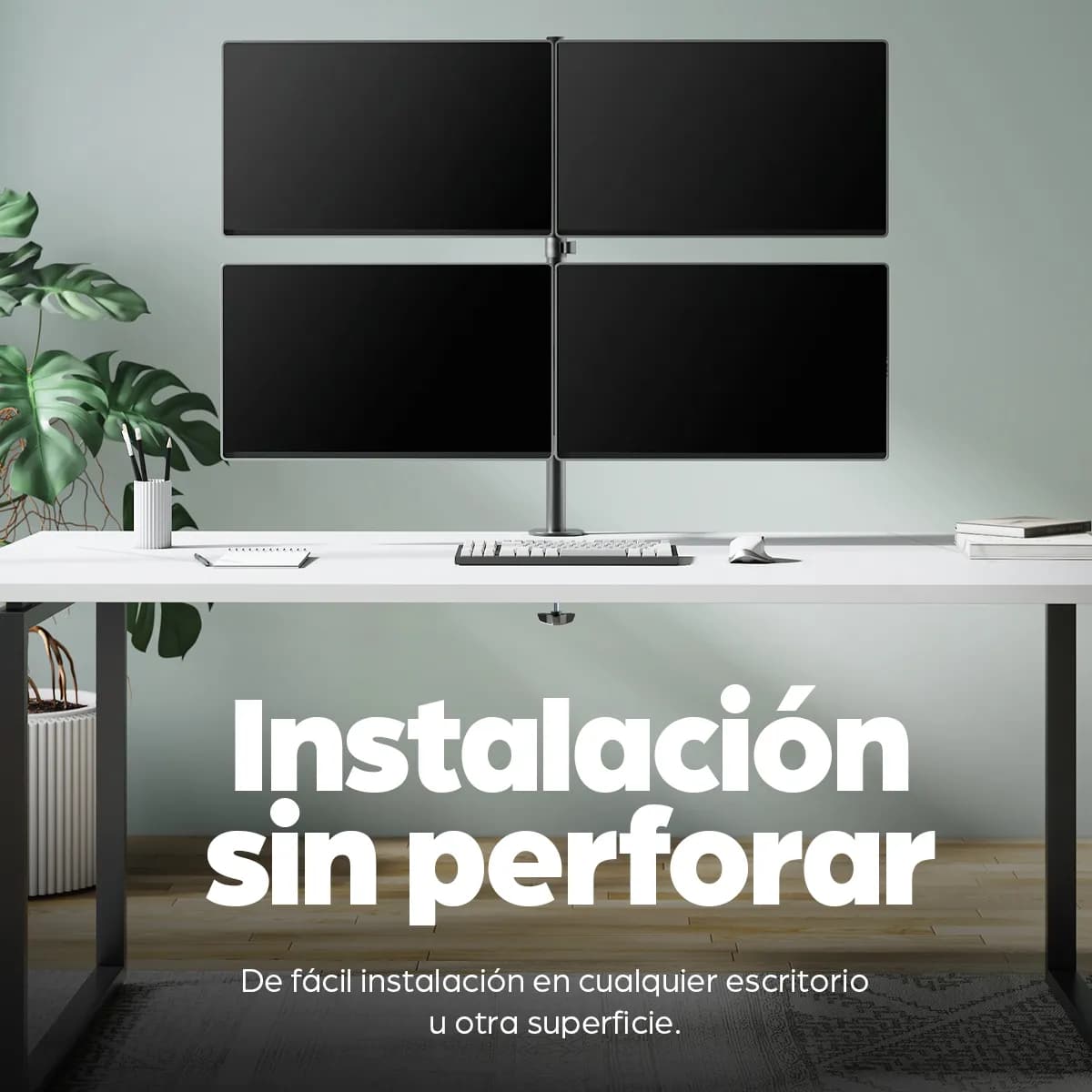 Manhattan Soporte para cuatro monitores, movimiento con brazos de dobl 6