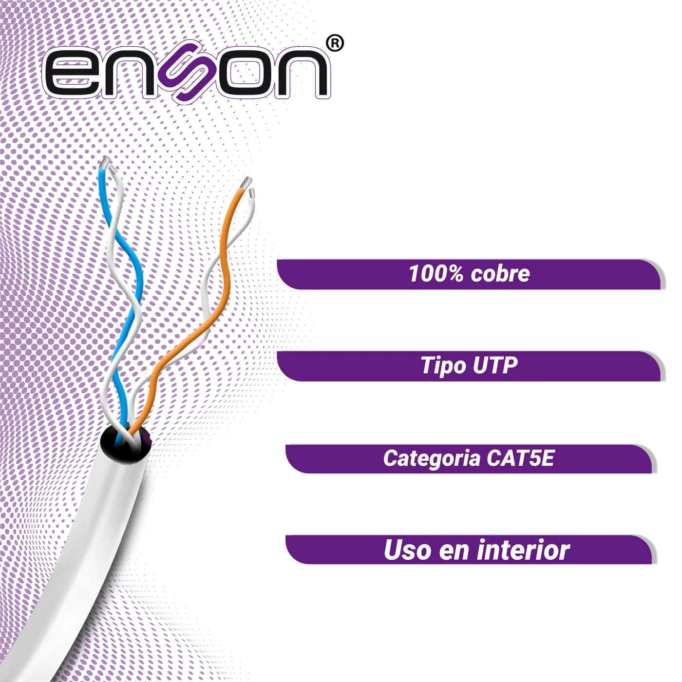 CABLE UTP ENSON 12141W305 4C/24 COLOR BLANCO SERIE PRO-II 100% COBRE I 5