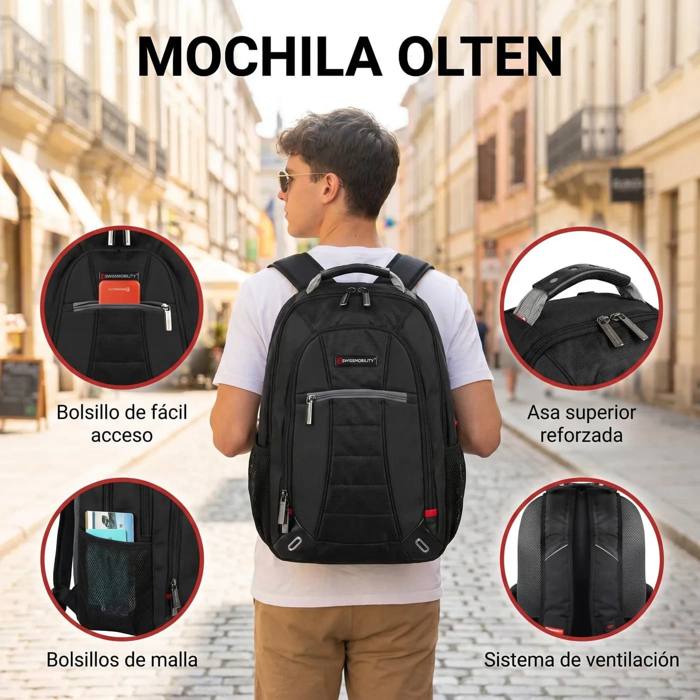 SWISSMOBILITY BACKPACK OLTEN PORTALAPTOP 17 PULG. NEGRA 2
