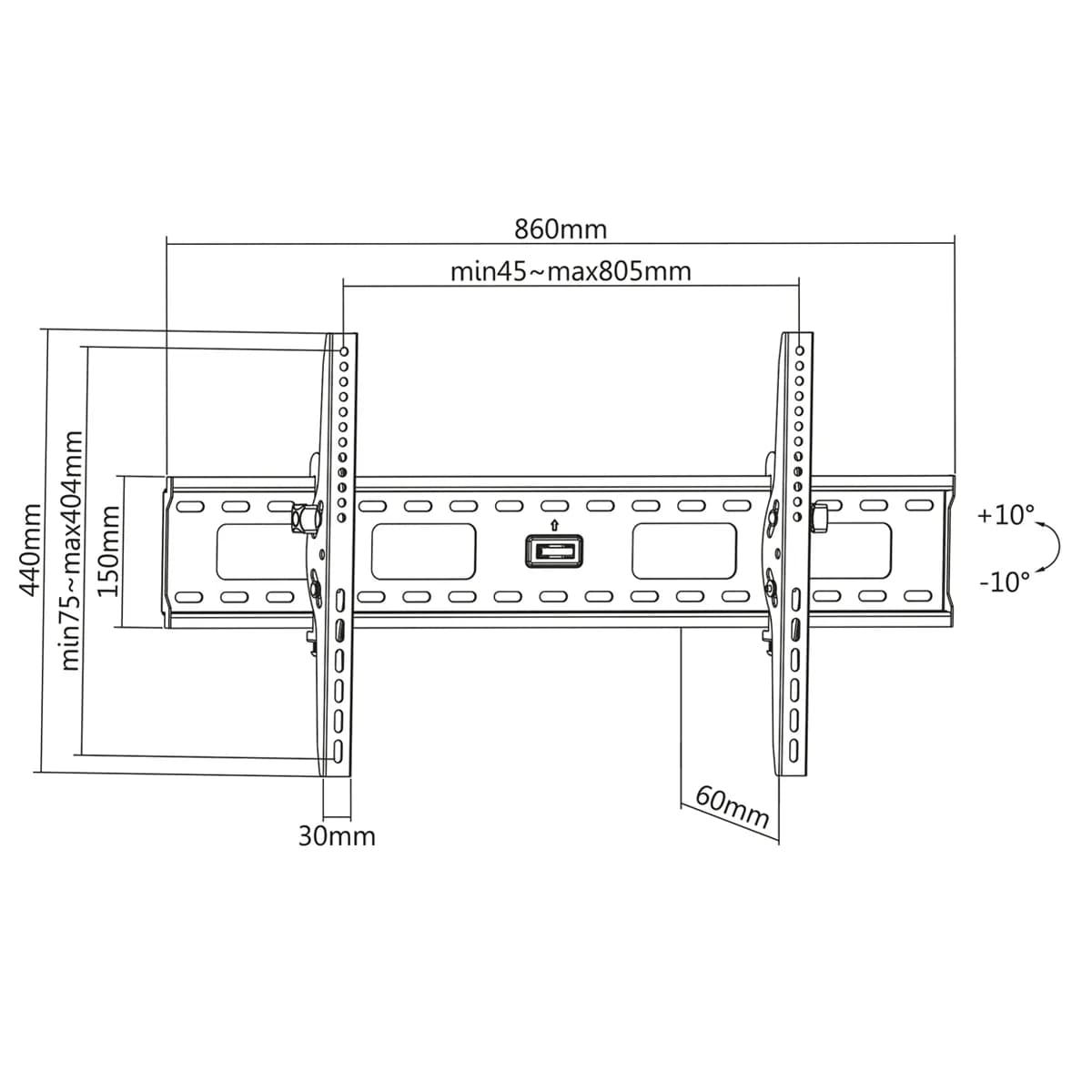 Manhattan Soporte para TV, de pared, con inclinación, pantallas planas 8