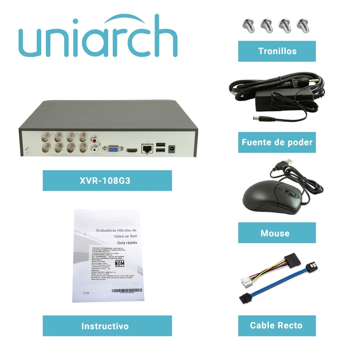 DVR PENTAHIBRIDO UNIARCH XVR-108G3 / 8 CANALES ANALOGICOS (HASTA 5 MP  4