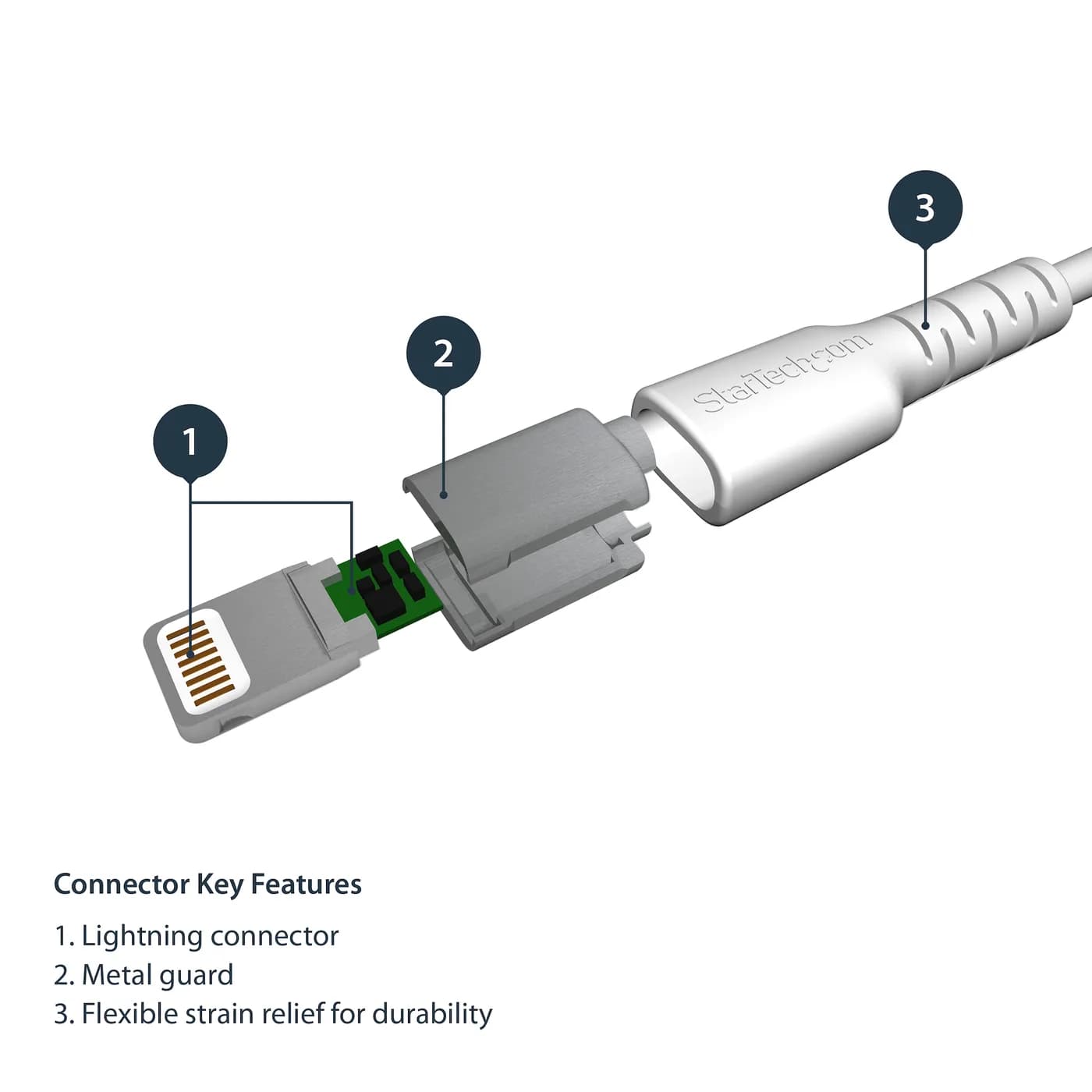 StarTech.com Cable Resistente USB-A a Lightning de 1 m Blanco - Cable  4
