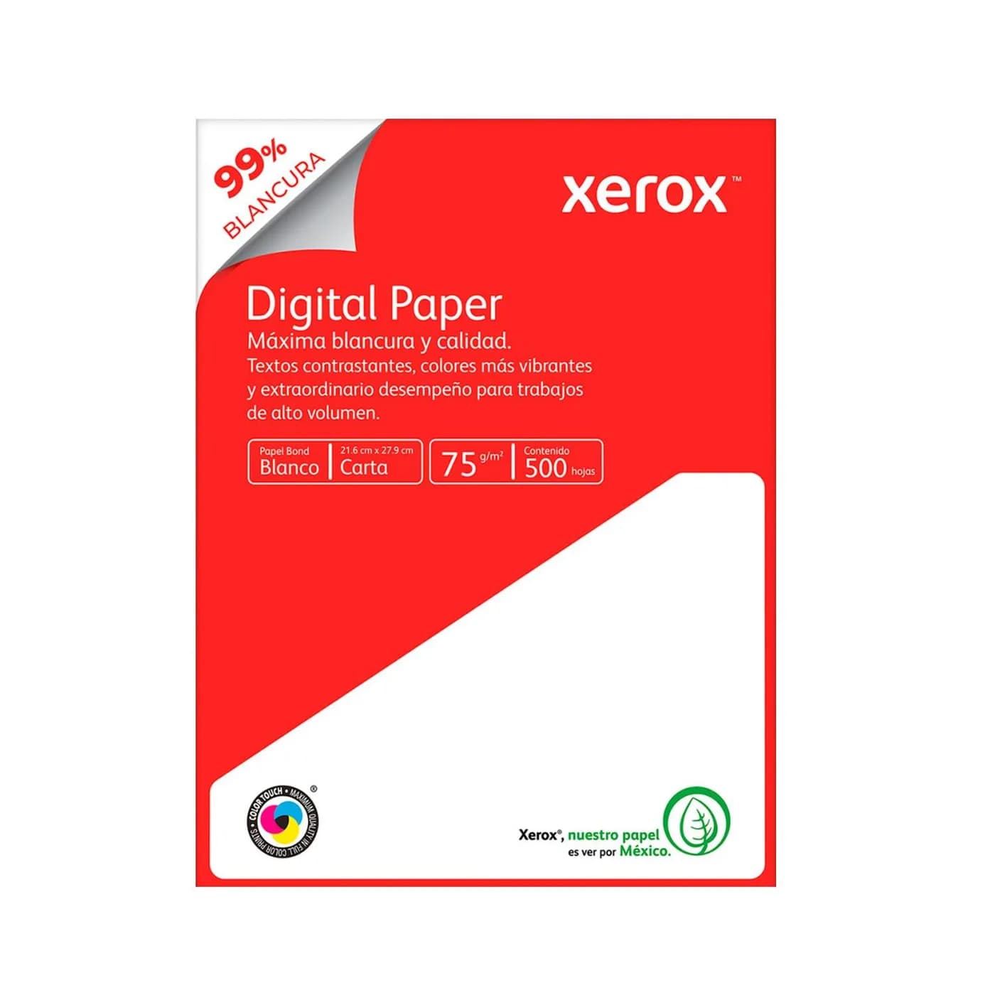 XEROX ROJO CAJA DE PAPEL BOND CARTA BLANCO 99% 75 g/m CON 5 MILLARES 2