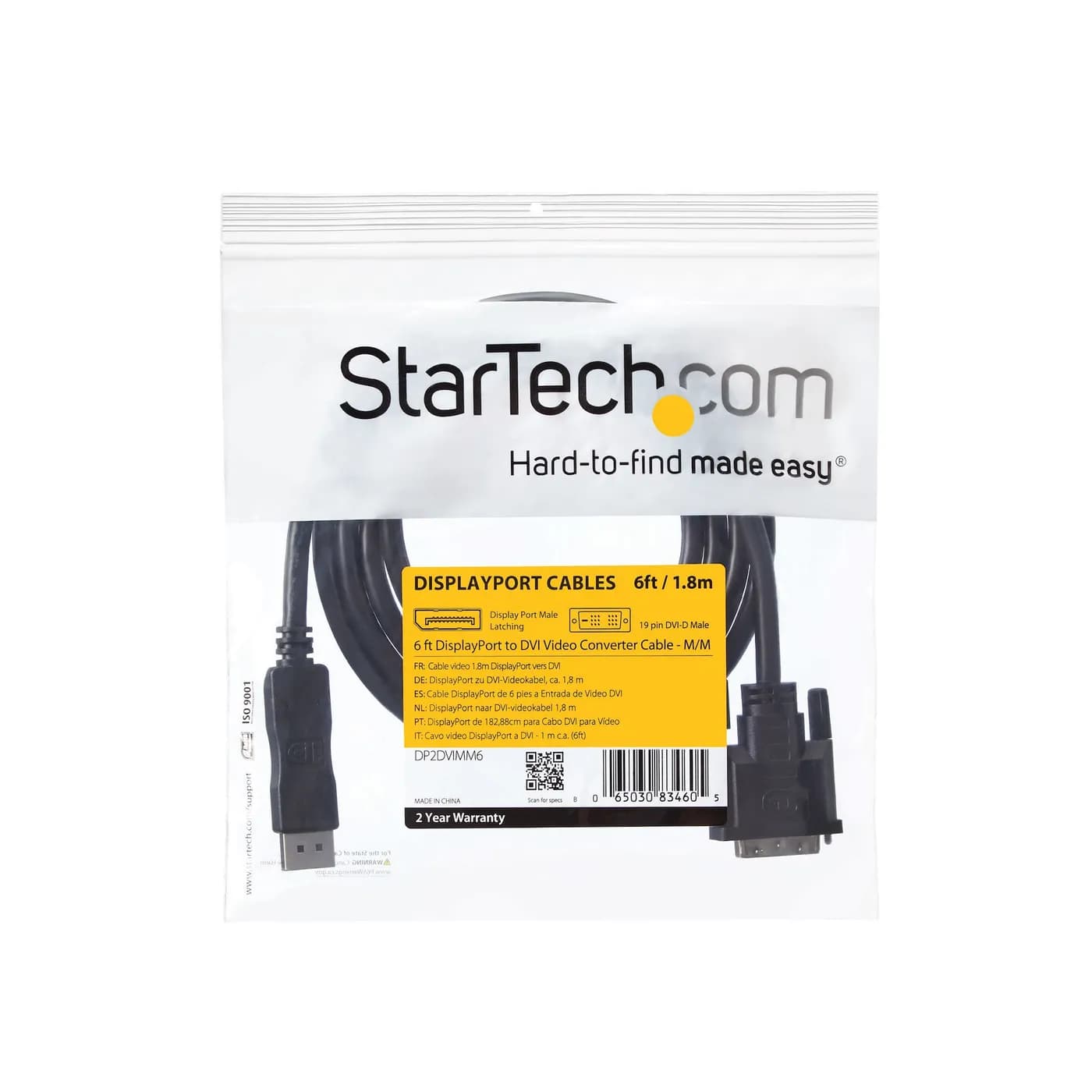 StarTech.com Cable de 1.8m DisplayPort a DVI - Cable Adaptador Display 9