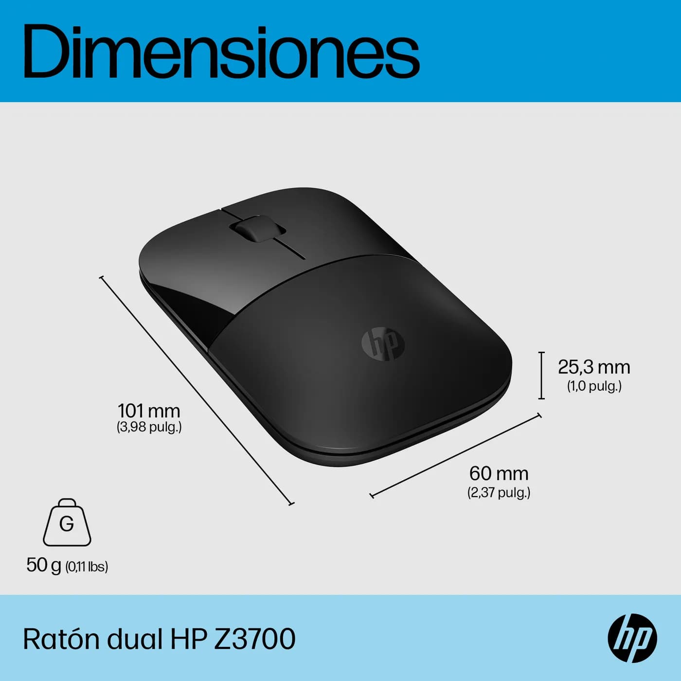 HP Mouse dual Z3700, negro 4