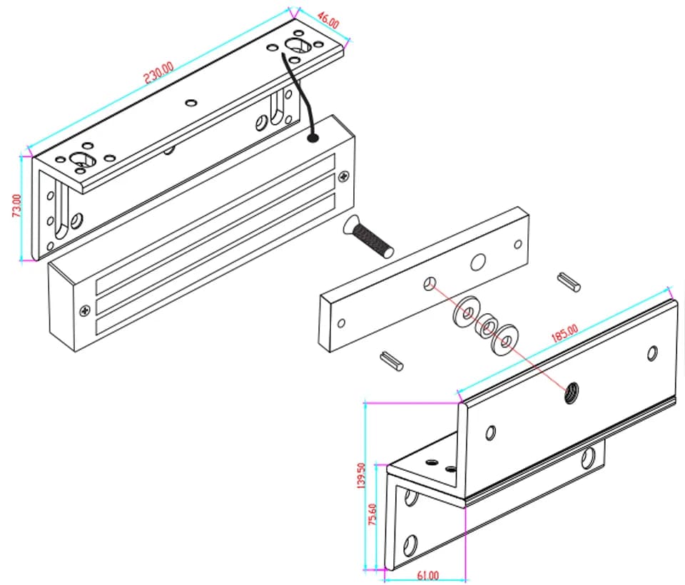 YLI MBK500NZLW - Soporte de fijación en Z y L compatible con cerradura 3