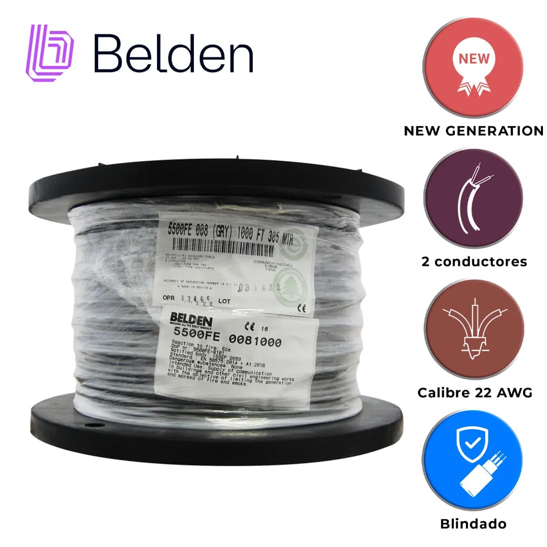 CABLE DE SEGURIDAD Y SONIDO BELDEN 5500FE 0081000 / INTERIOR / GRIS /  3