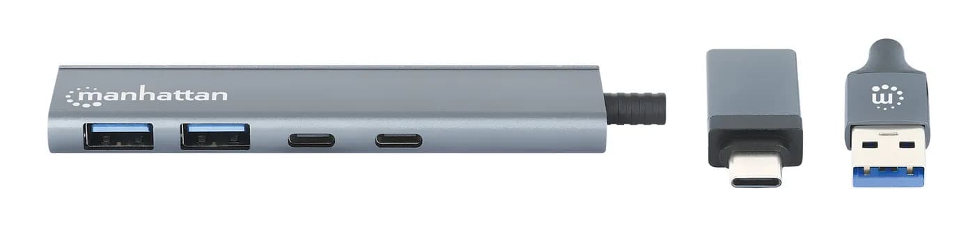 Manhattan Conector adaptable de USB-A macho a USB-C macho, dos puertos 3