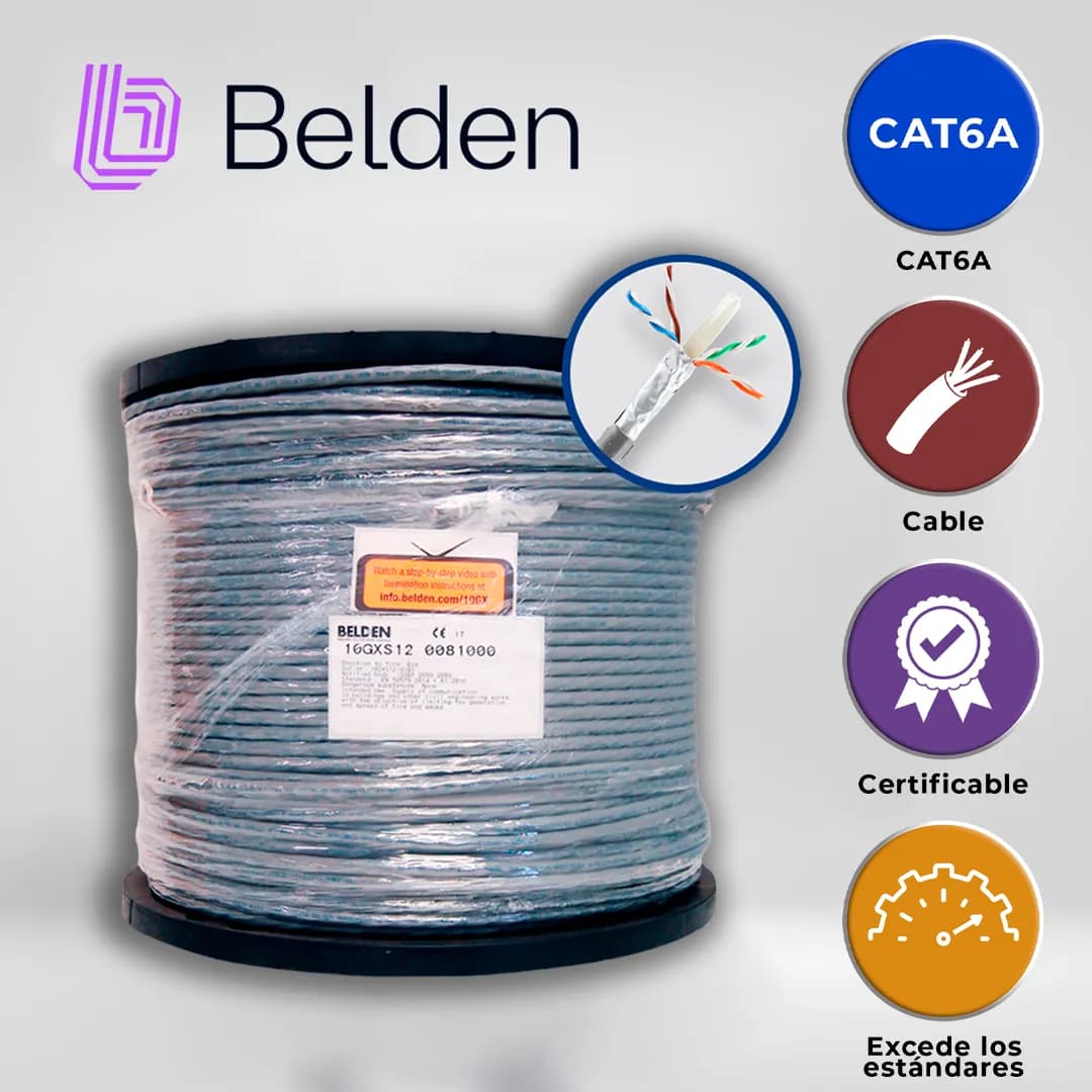 CABLE UTP CAT6A BELDEN 10GXS12 0081000 / INTERIOR / GRIS / 625MHZ / 4  6
