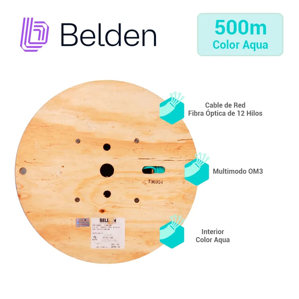 FIBRA OPTICA INTERIOR MULTIMODO BELDEN FI3D012R9 12HILOS OM3 1640FT 50 2