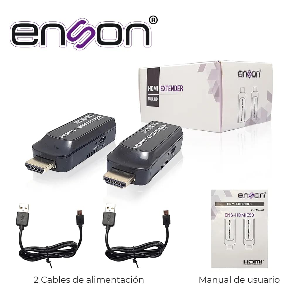 EXTENSOR HDMI ENSON ENS-HDMIE50 HASTA 50MTS DE TRANSMISION FULL HD 108 5