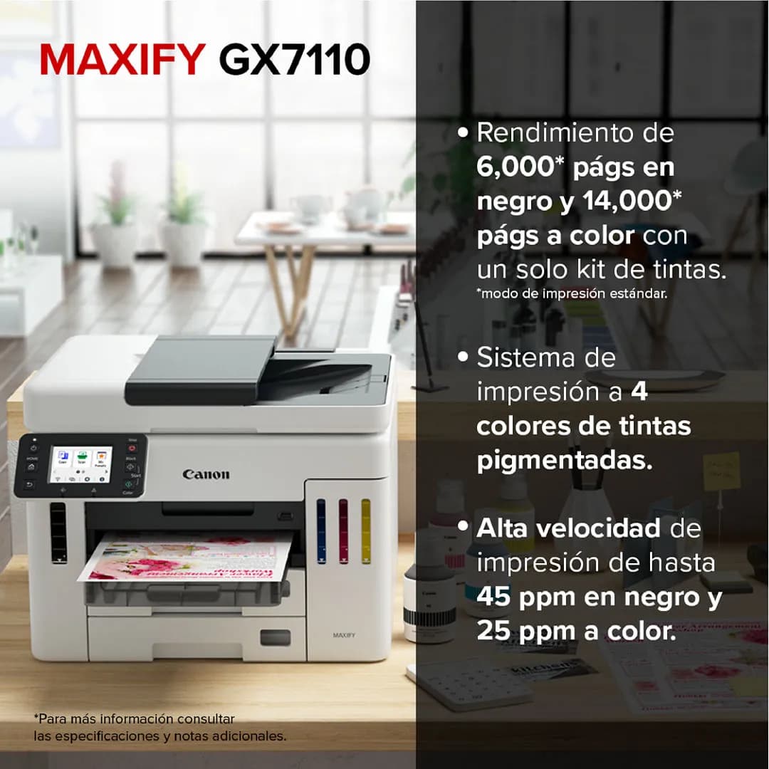 Canon MAXIFY GX7110 Inyección de tinta A4 600 x 1200 DPI 45 ppm Wifi 7