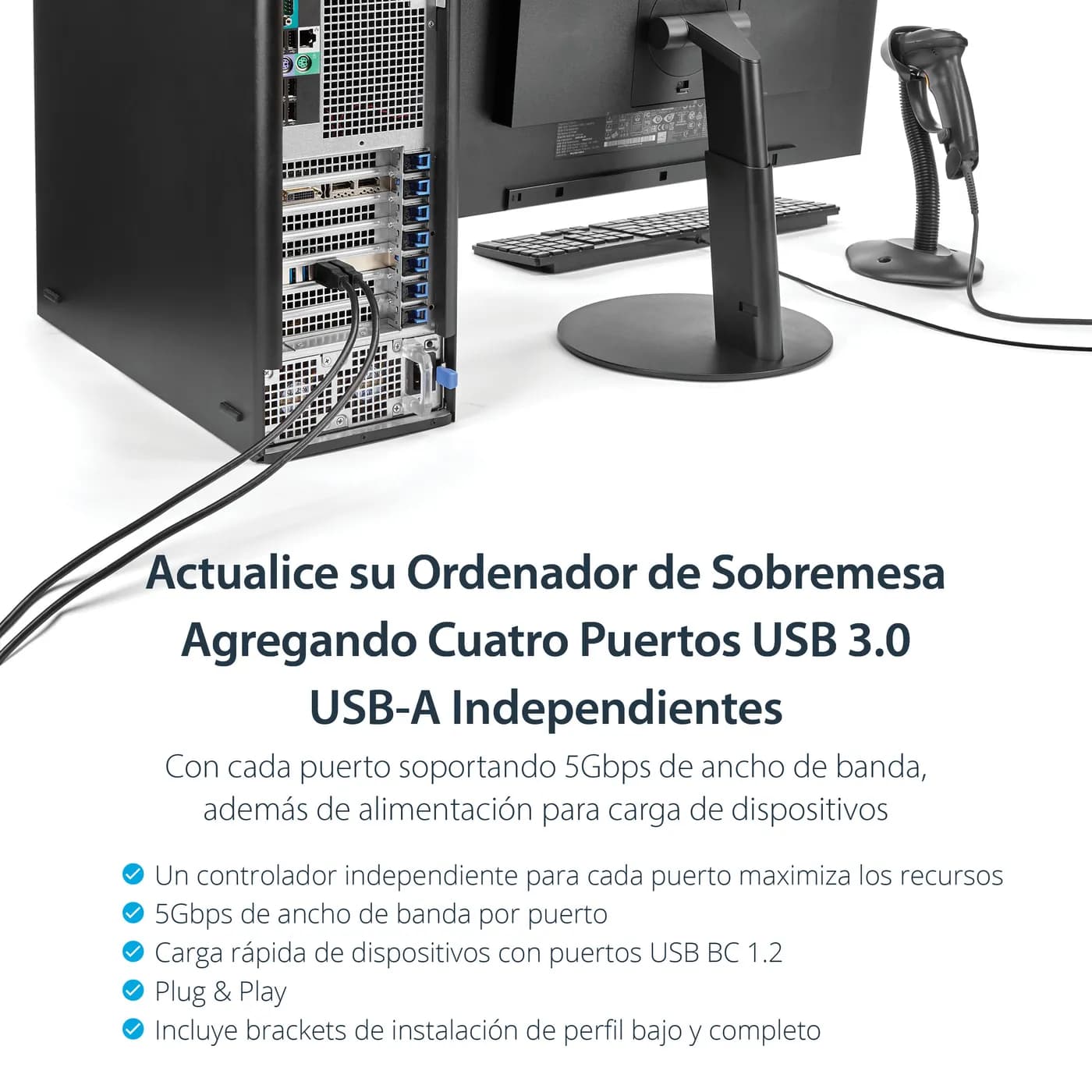 StarTech.com Adaptador Tarjeta PCI Express PCI-E 4 Puertos USB 3.0 UAS 9