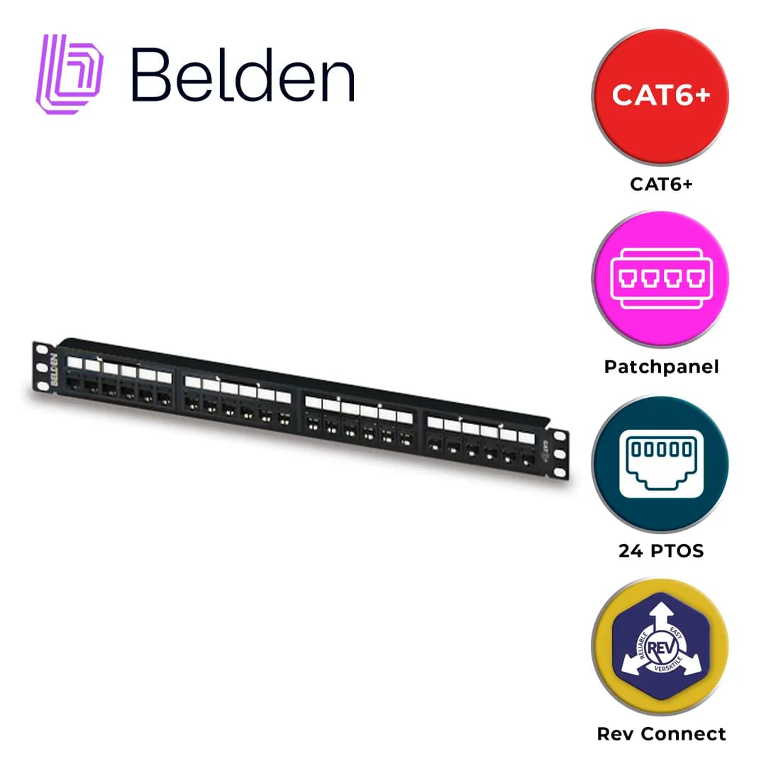 PATCH PANEL REVCONNECT CAT6+ BELDEN RV6PPF1U24BK / NEGRO / 24 PUERTOS  6
