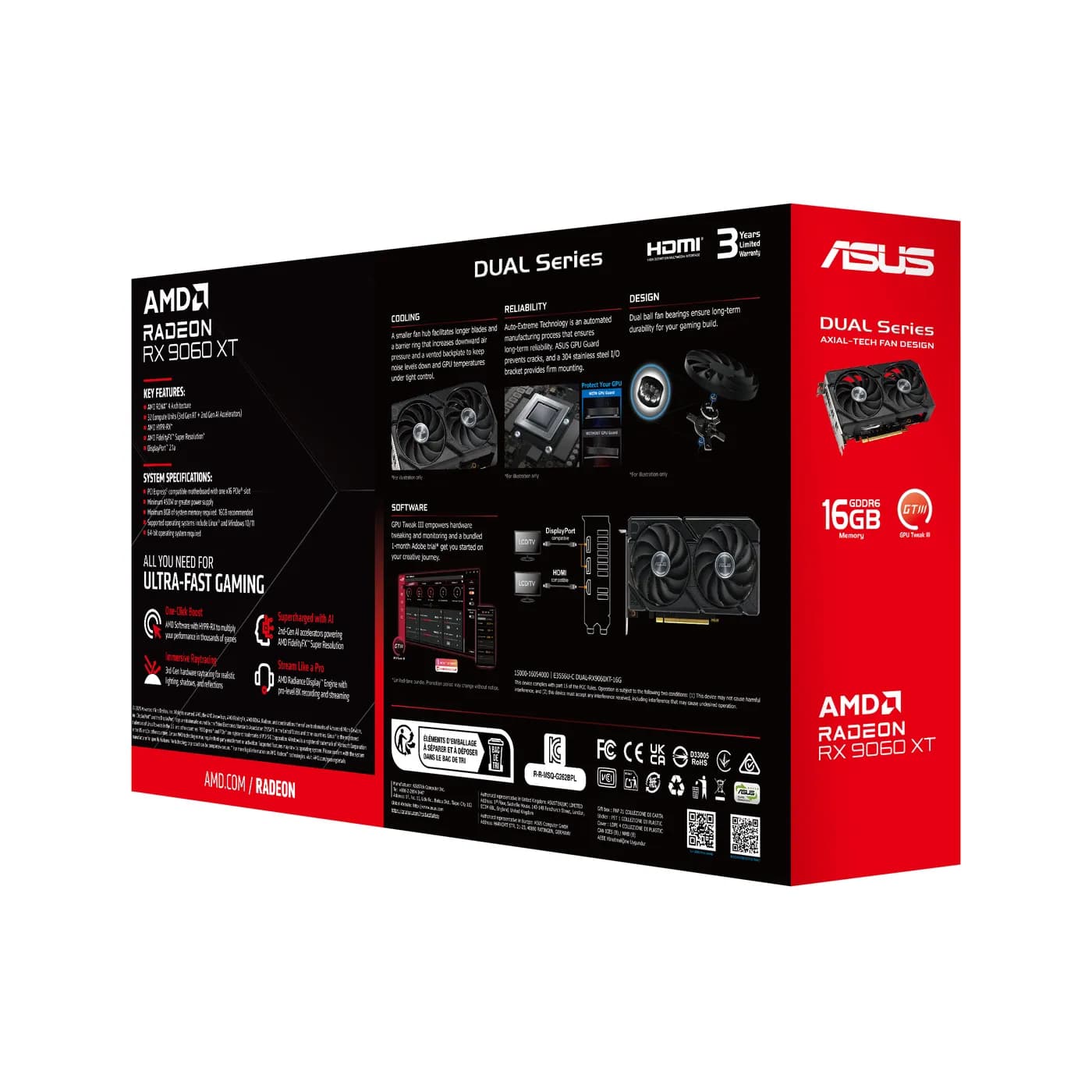 ASUS Dual -RX9060XT-16G AMD Radeon RX 9060 XT 16 GB GDDR6 14