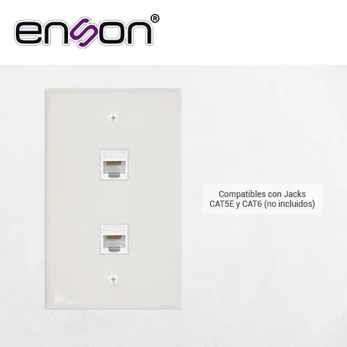 PLACA DE PARED (FACEPLATE) UNIVERSAL ENS-FP62 ENSON 2 PUERTOS ESTILO K 4