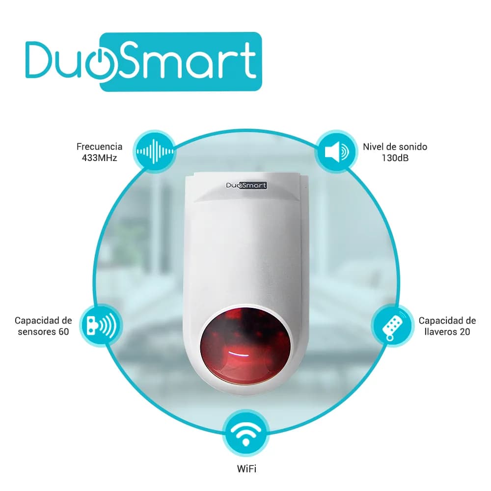 SIRENA INTELIGENTE WIFI 2.4 DUOSMART B20 STANDALONE MONITOREO EN APP D 2