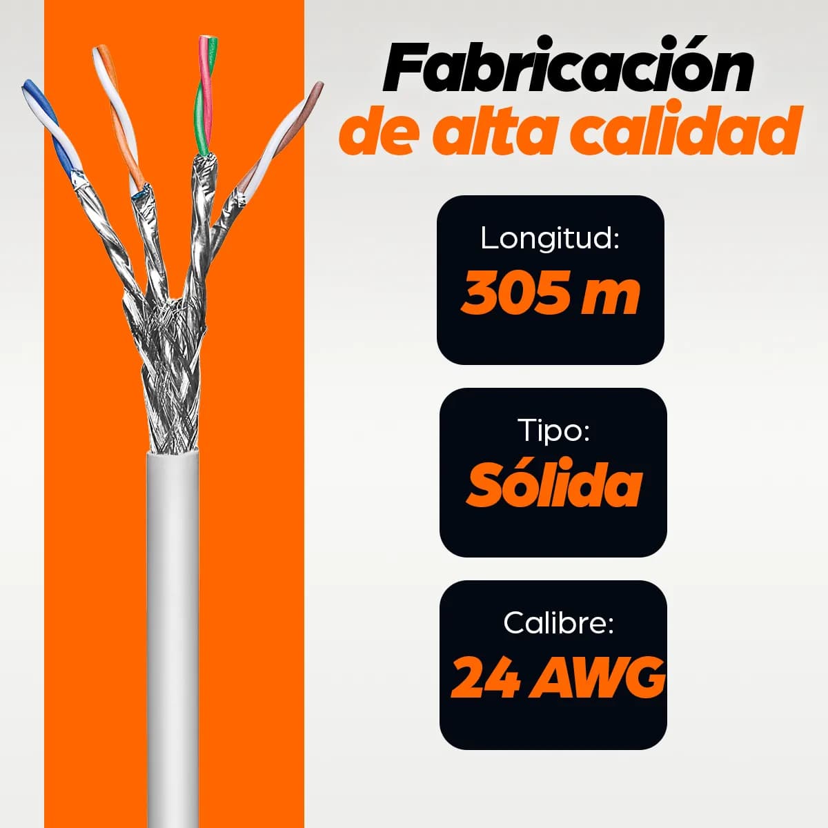 Intellinet Bobina de Cable UTP Cat6a, Sуlida, 100% cobre, CM 4