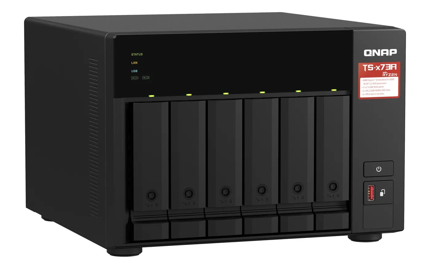 QNAP TS-673A NAS Tower Ryzen Embedded V1500B 8 GB DDR4 0 TB QNAP Turbo 2