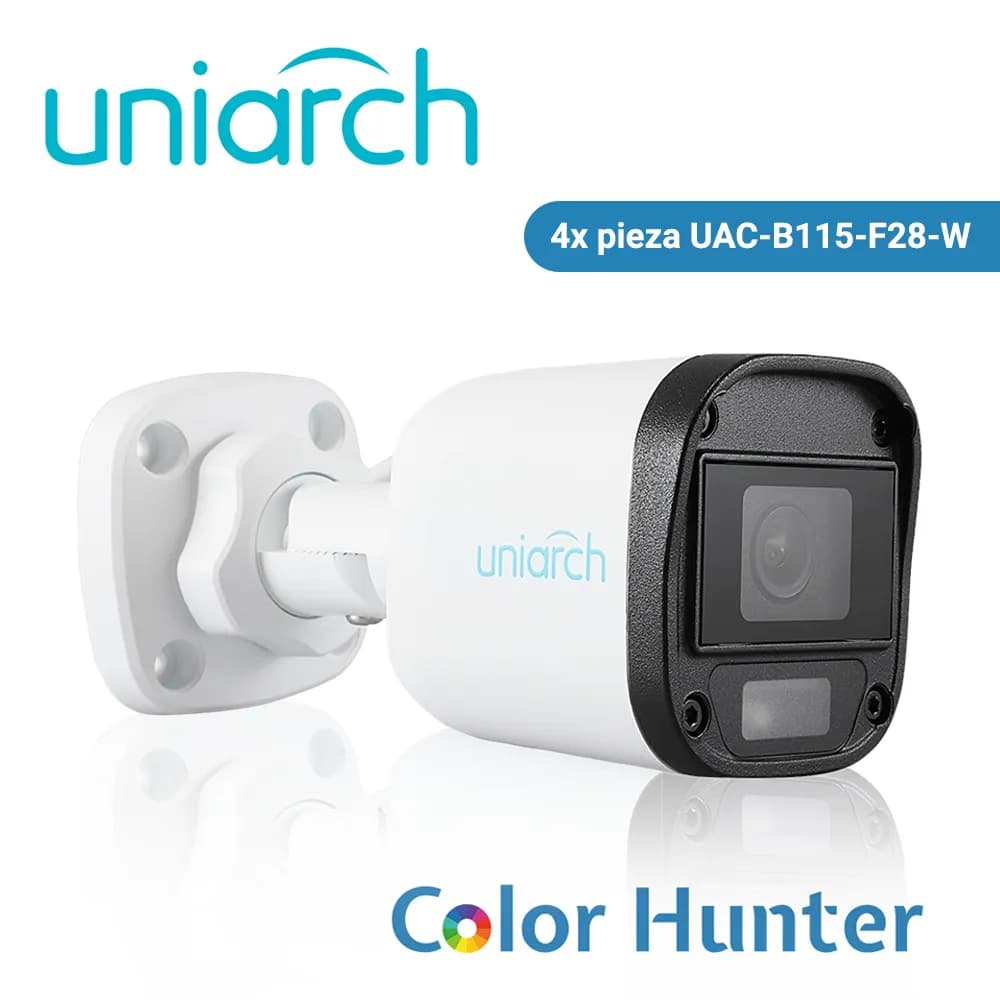 KIT 4X4 ANALOGICO UNIARCH EXTERIOR BULLET COLOR HUNTER 5MP IP67 TVI/AH 5