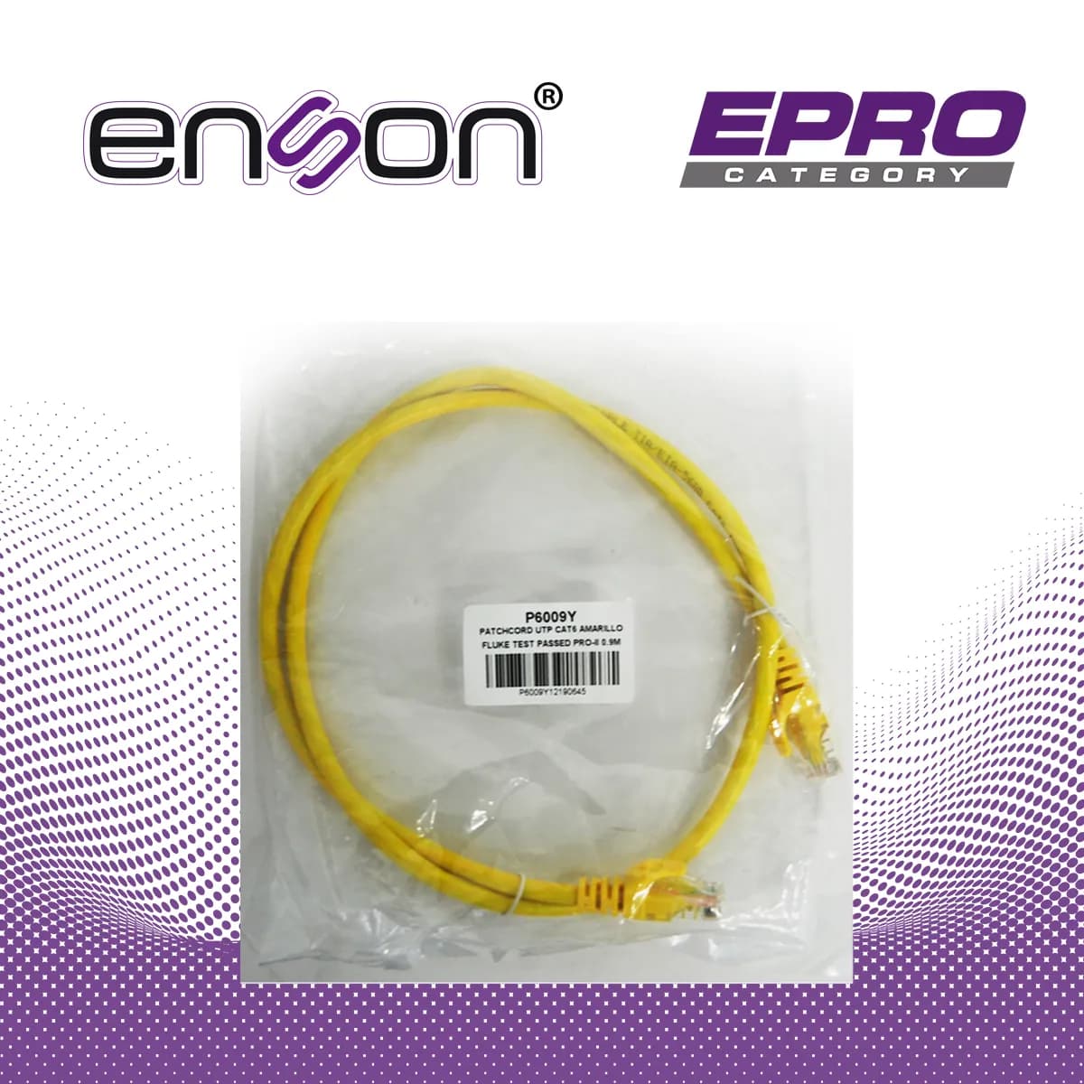 PATCHCORD UTP ENSON P6009Y CAT6 90CM AMARILLO SERIE EPRO 100-II 100 PO 6