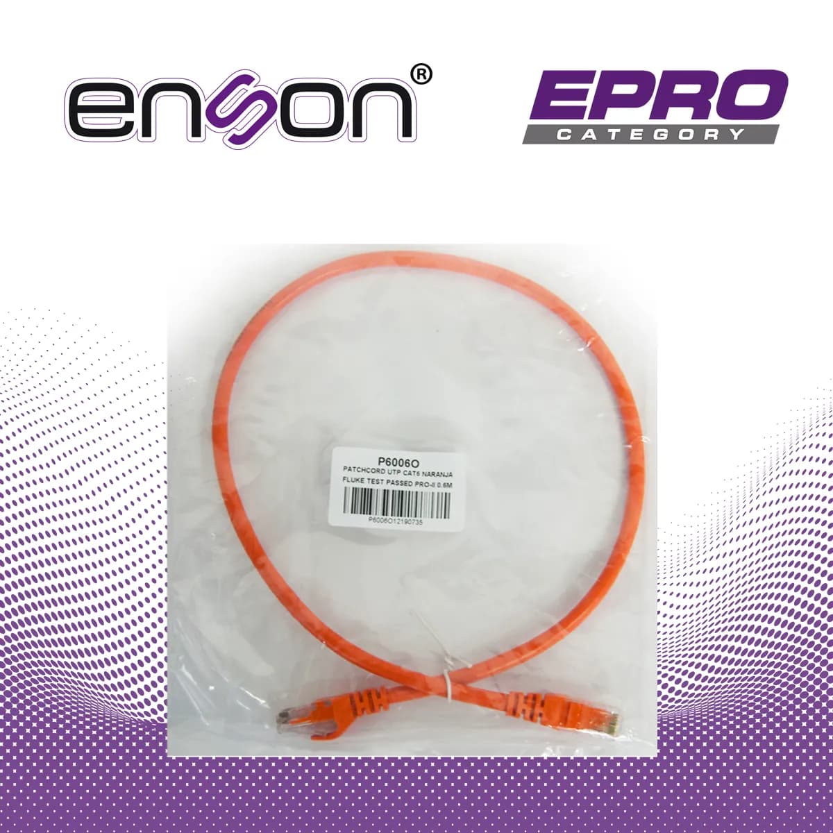 PATCHCORD UTP ENSON P6006O CAT6 60CM NARANJA SERIE EPRO 100-II 100 POR 6