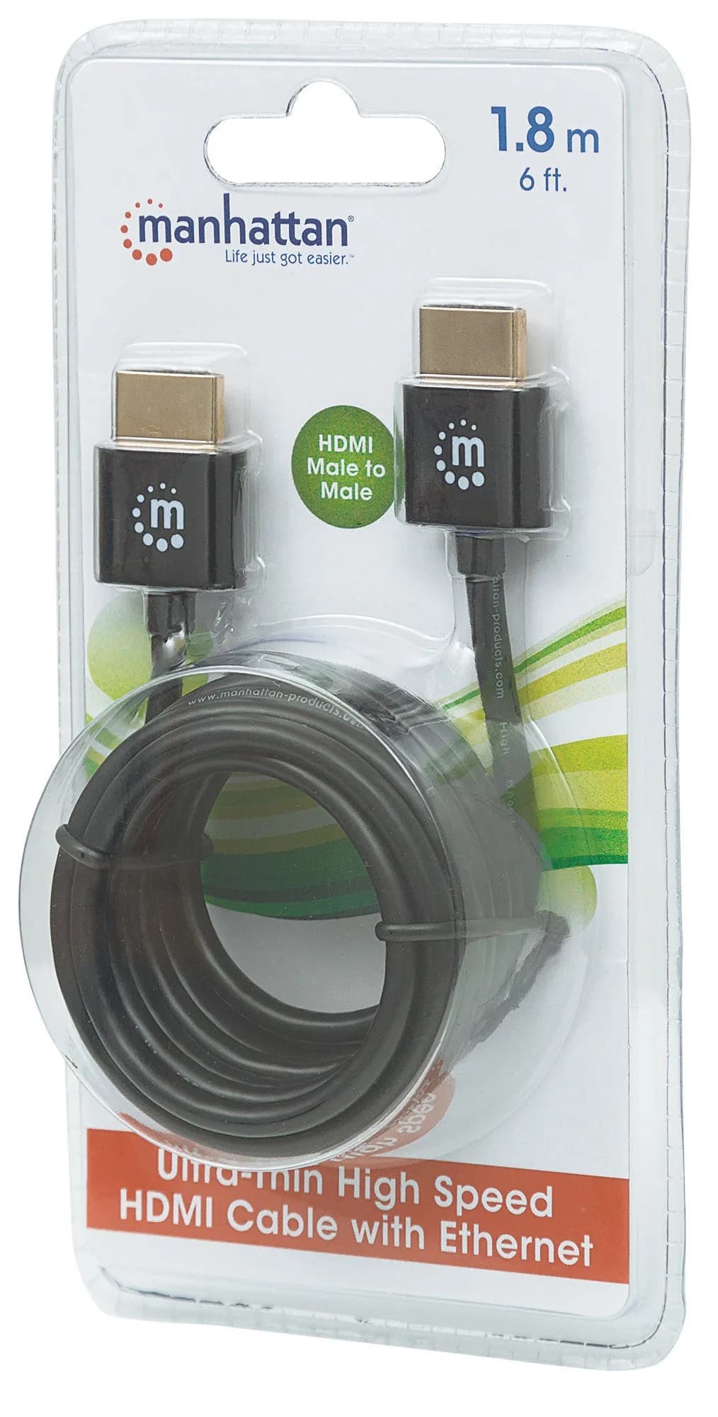 Manhattan Cable HDMI súper delgado de alta velocidad con Ethernet 5