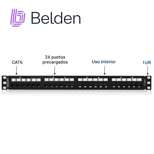 PATCH PANEL REVCONNECT CAT6+ BELDEN RV6PPF1U24BK / NEGRO / 24 PUERTOS  2