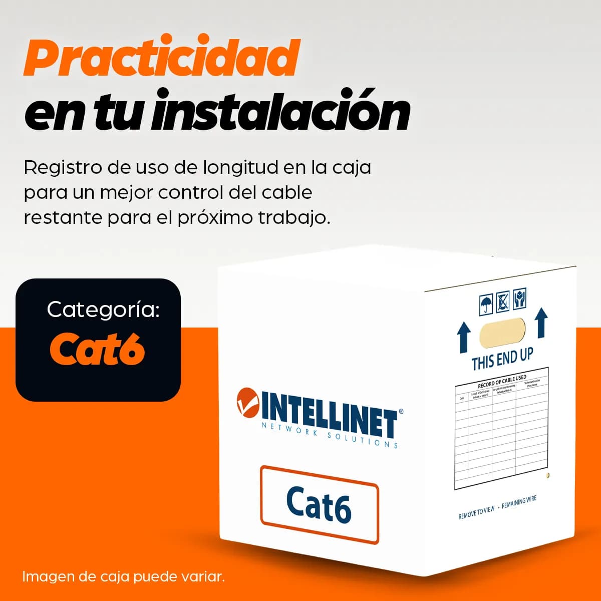 Intellinet BOBINA CABLE UTP DE RED CAT6 CCA ROLLO 305M SOLIDA GRIS, Py 7