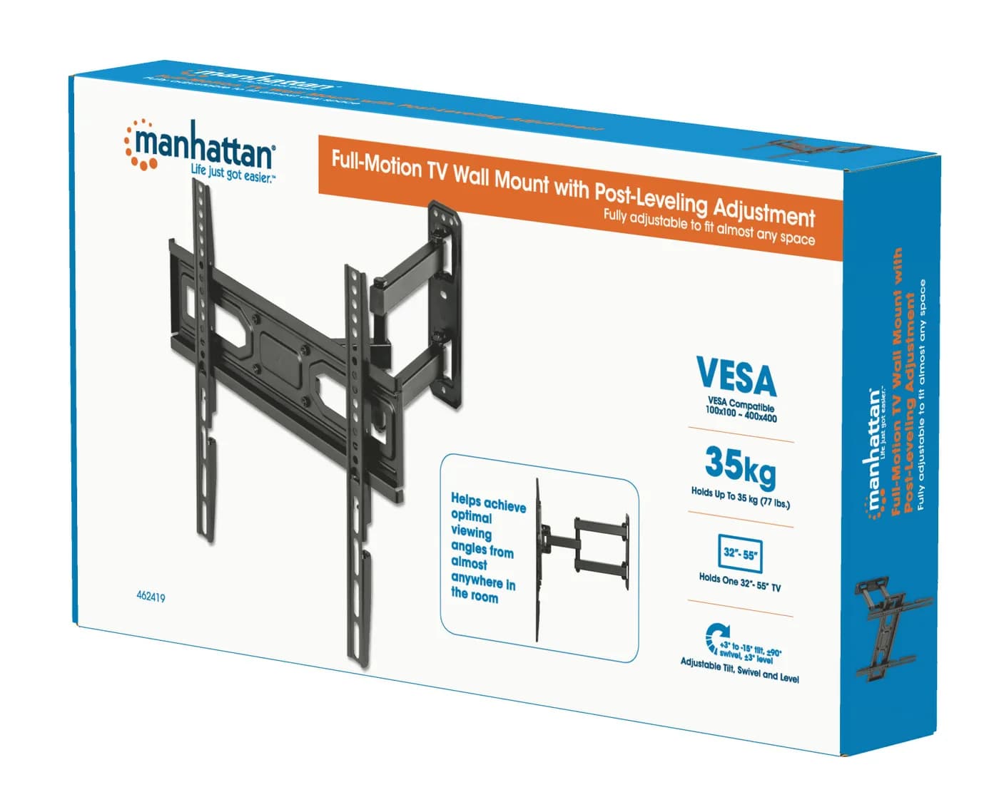 Manhattan 462419 soporte para TV 139.7 cm (55") Negro 8