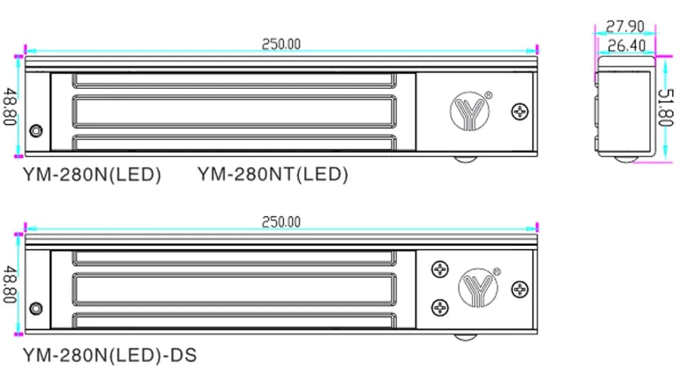 YLI YM280NLEDPAK - Paquete de Cerradura Magnética YM280N con Led y Sop 2