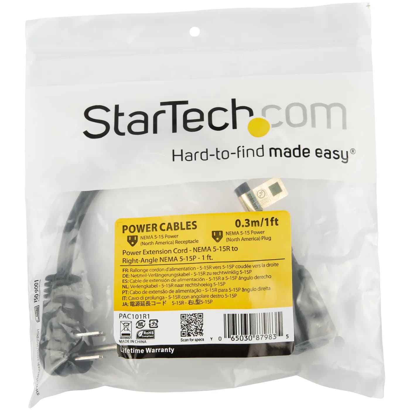 StarTech.com Cable de 0.9m de Extensión de Alimentación, Acodado en Án 5
