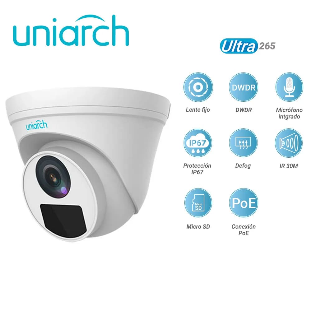 CAMARA IP TURRET UNIARCH IPC-T122-APF28K / 2MP / LENTE-2.8MM / DWDR /  3