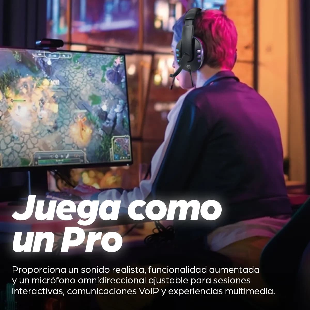 Manhattan Audífonos USB para videojuegos, con luces LED 7