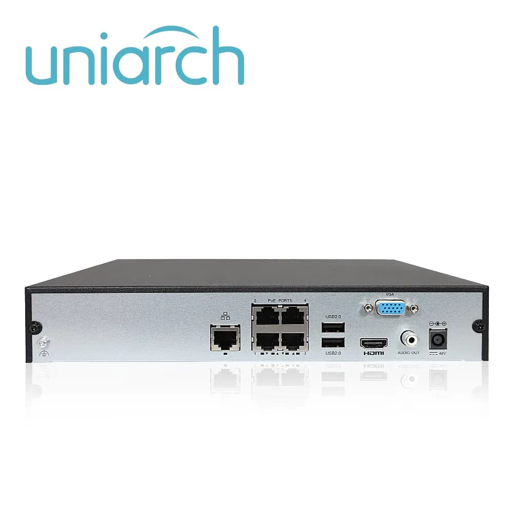 NVR UNIARCH NVR-104E2-P4 / 4 CANALES / 4 CANALES POE CAPACIDAD 1 DISCO 3