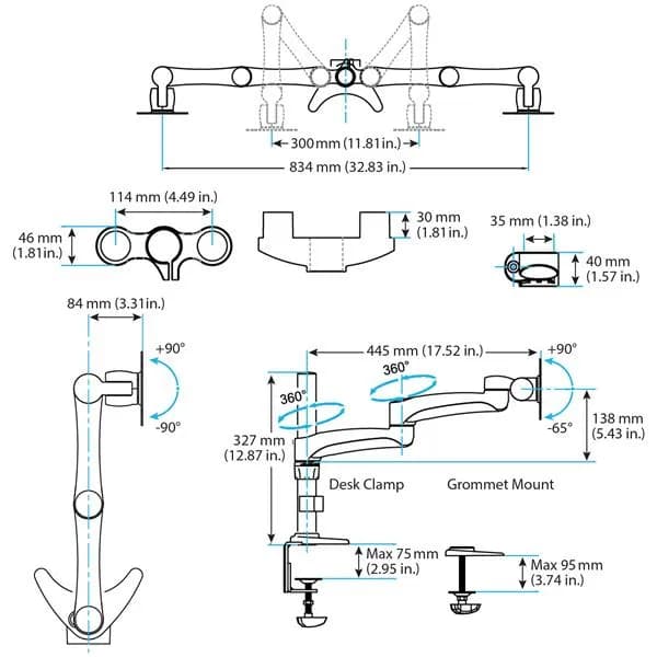 StarTech.com Soporte con Brazos Articulados para Dos Monitores 7