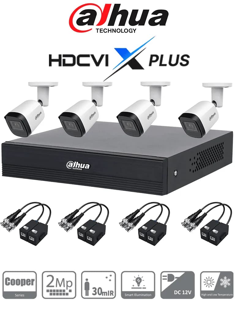 Dahua DH-KIT/XVR1B04-I/T/4-B2A21N-U-0280B/Balun