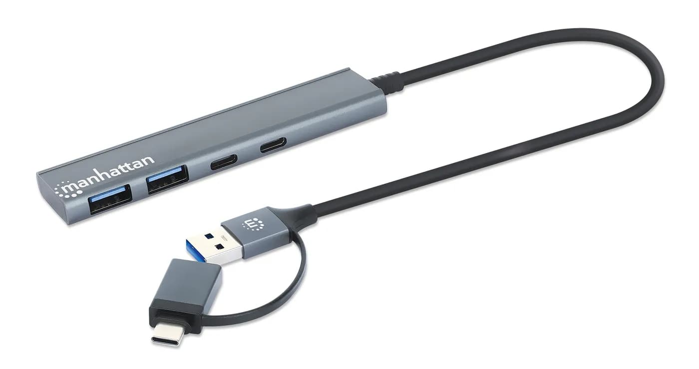 Manhattan Conector adaptable de USB-A macho a USB-C macho, dos puertos 2
