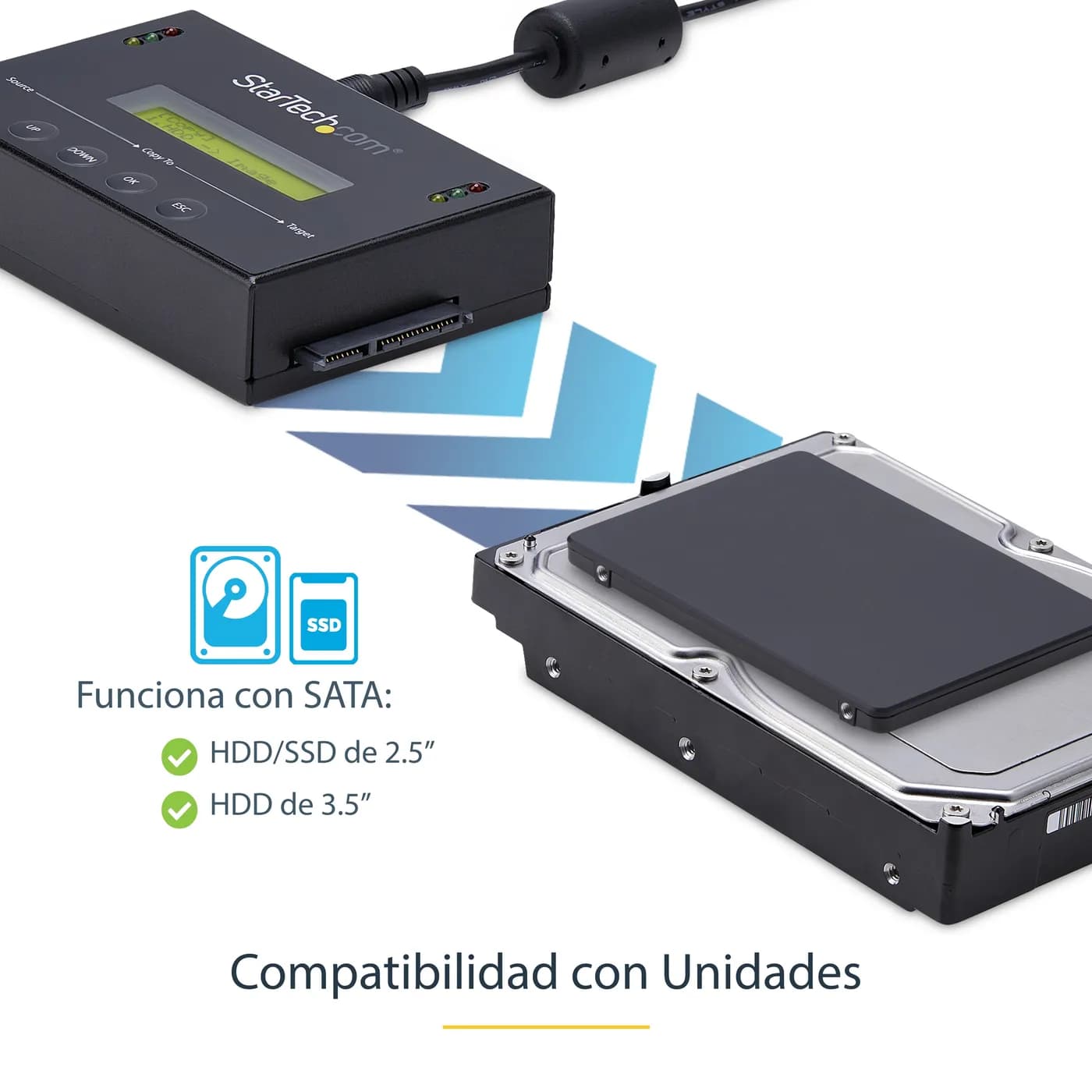 StarTech.com Duplicador Clonador Autónomo de Discos Duros o SSD SATA 1 8