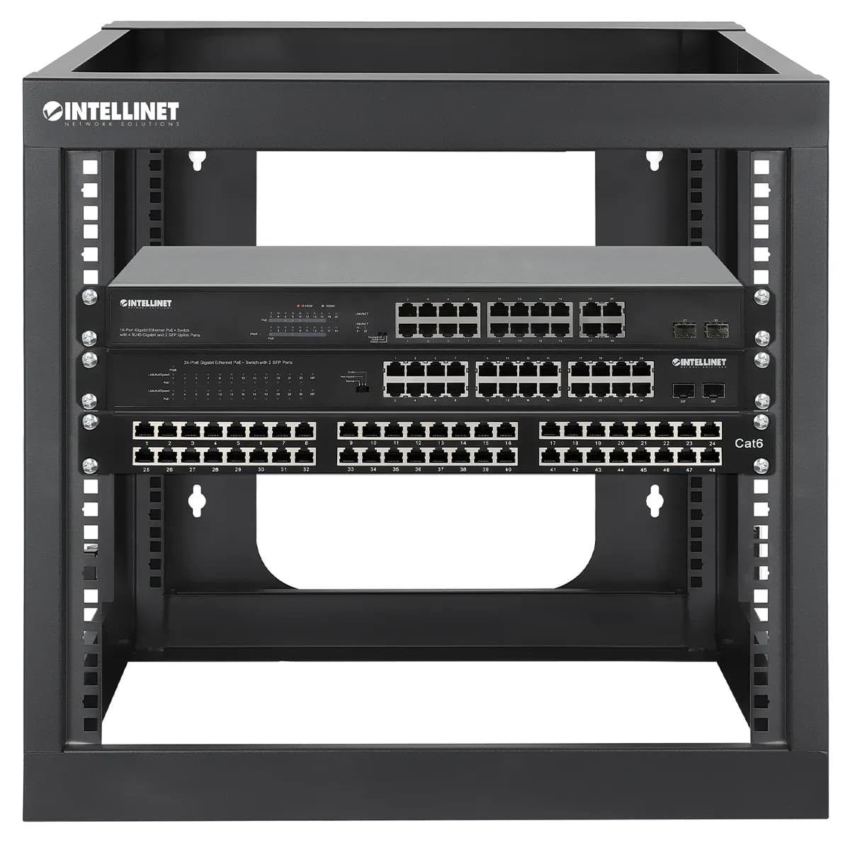 Intellinet Rack abierto de 19" para montaje en pared, 4 postes, 9U 8