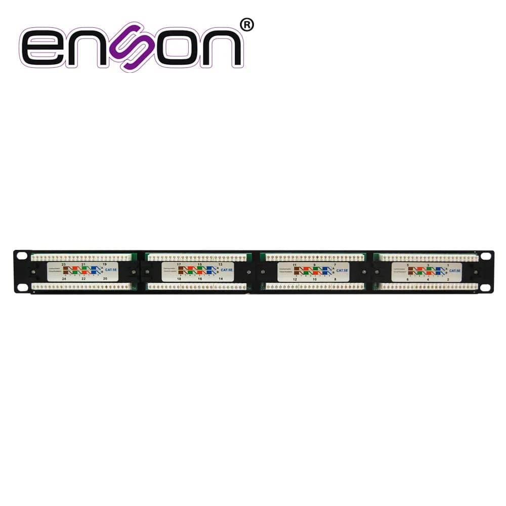 PATCH PANEL ENSON ENS-PA24P5E 1UR PRECARGADO CAT5E 24 PUERTOS MONTAJE  2