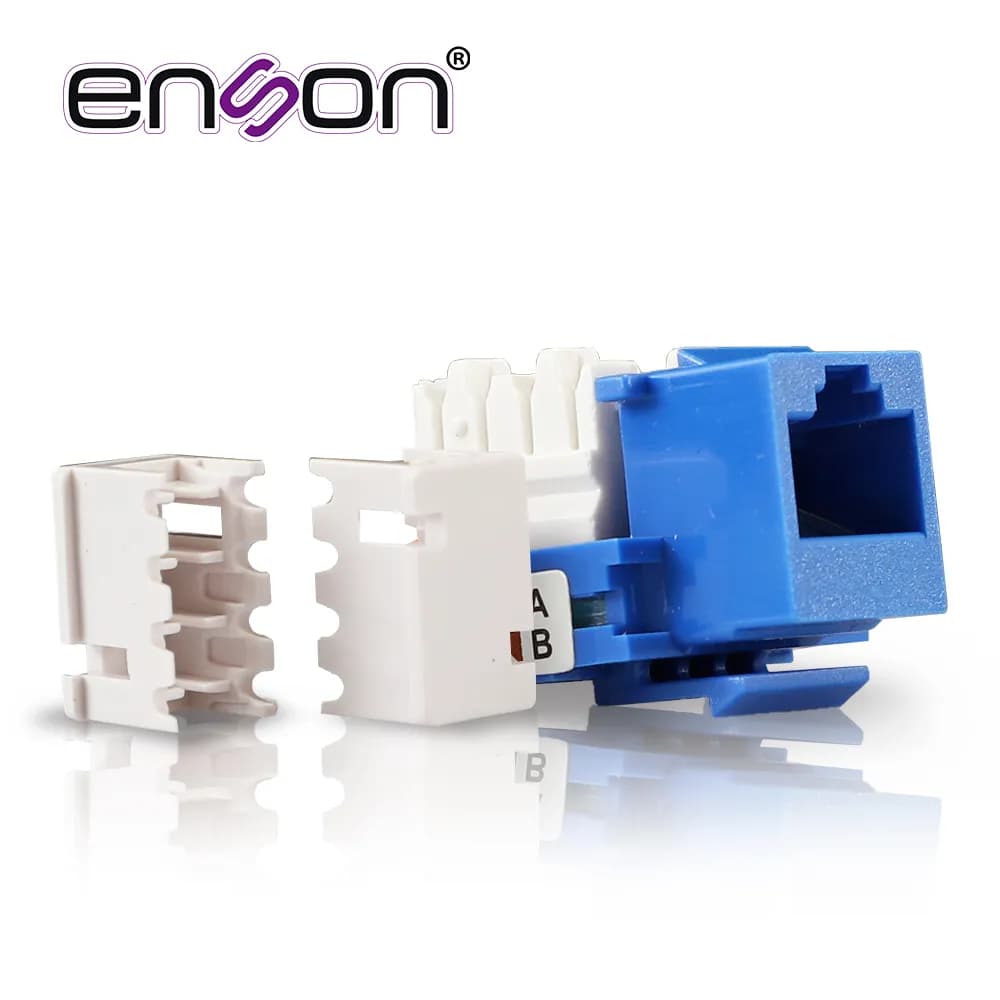 CONECTOR JACK ENSON ENS-JC6BL CAT6 COLOR AZUL A 90 GRADOS PONCHADO CON 4
